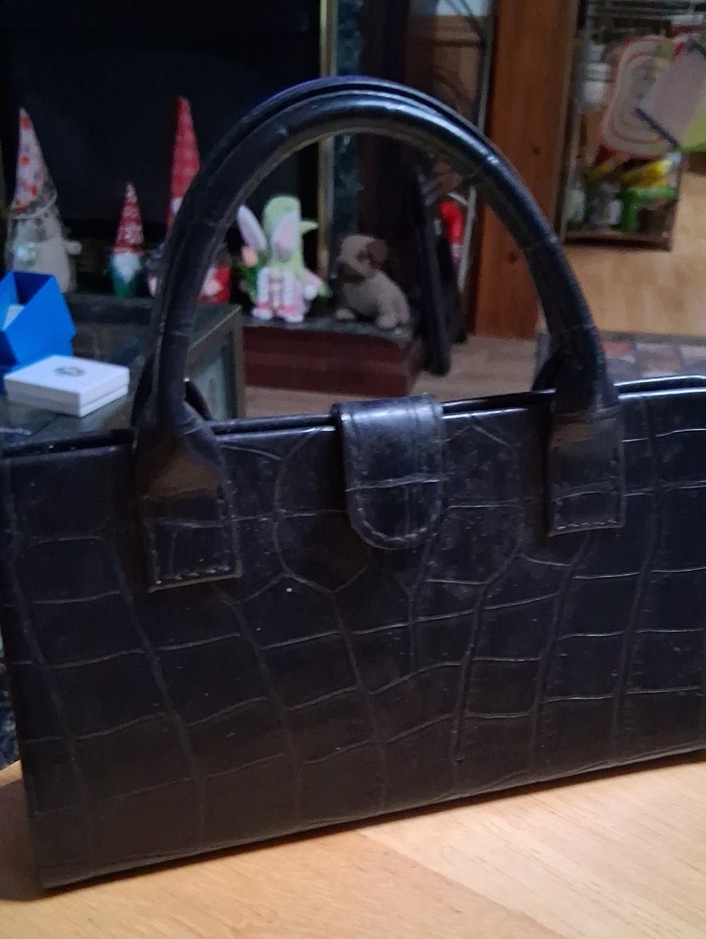 Classic Black Croc-Embossed Leather Tote - Women